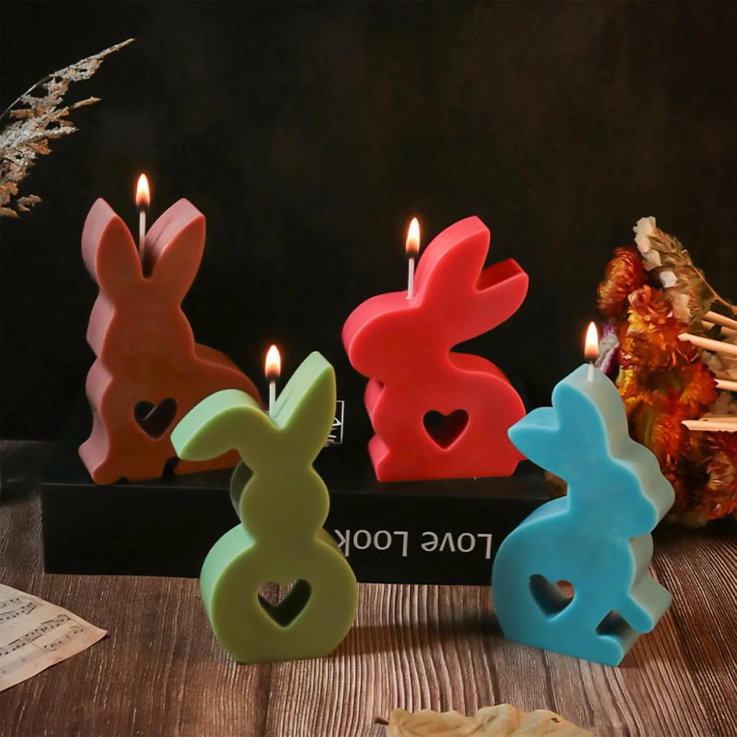 Easter Love Little Rabbit Candle Base Ornament Silicone Mold DIY Gypsum Aromatherapy Cute Home Decorative Resin Mold Handicrafts