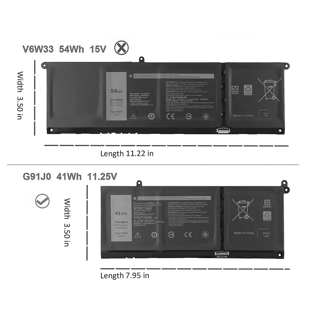 G91J0 Laptop Battery For Dell Inspiron15 5310 3511 5510 5410 5415 5518 3510 3515 5418 7415 Latitude 3320 3520 3420
