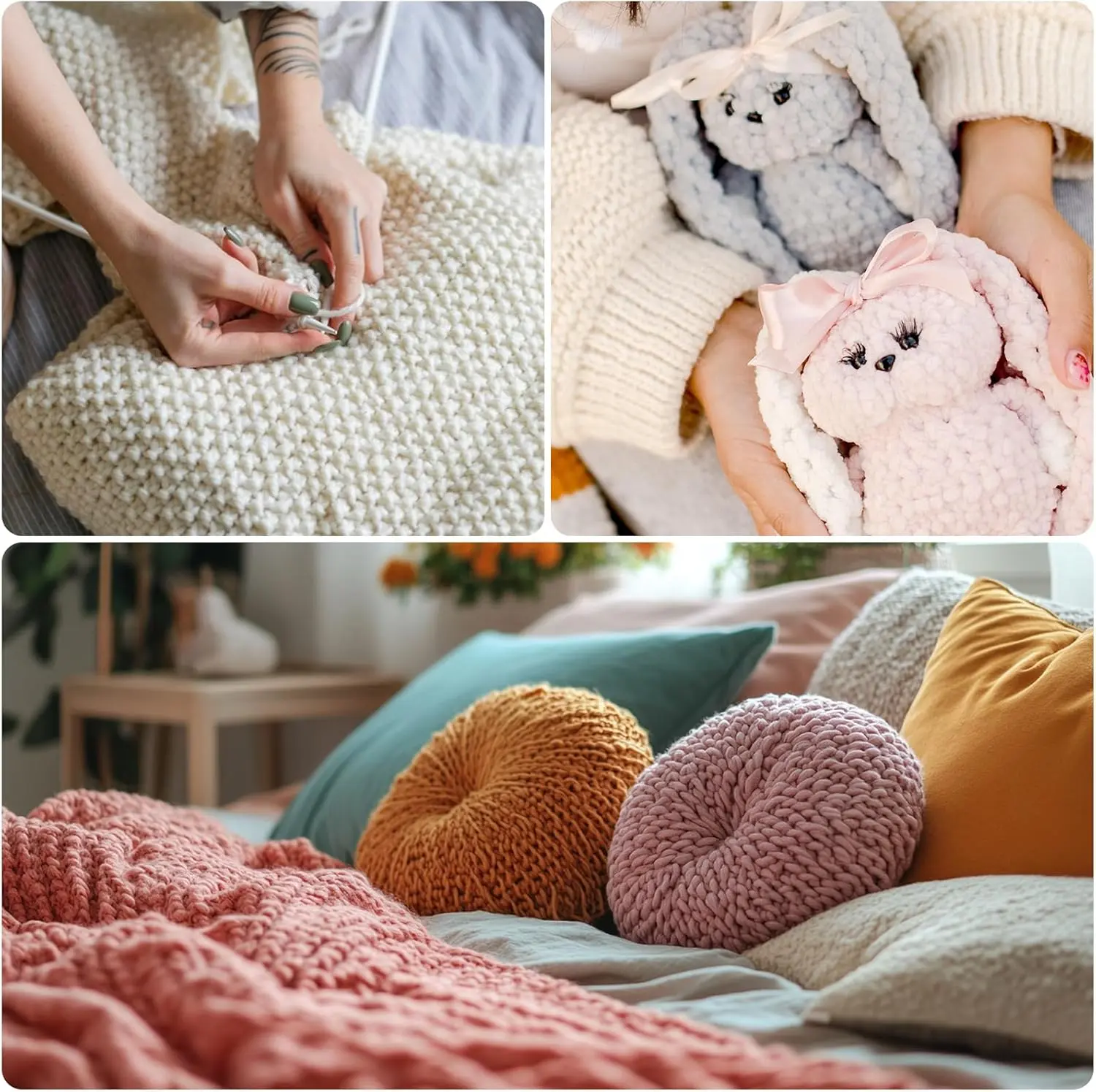 5PCS 100g/Roll Velvet Yarn Polyester Blended Cotton Chenille Crochet Knitting Yarn Soft Yarn Thread Thick Scarf DIY Hand-Knitted