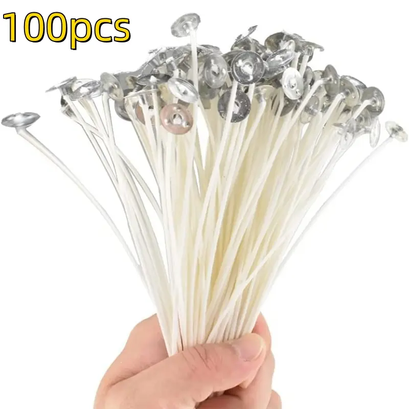 100pcs/set Original Smokeless Candle Wicks Soy Wax Core Woven Cotton Core Kerosene Lamp Wax Line Candles Making 8 9 10 11 12cm