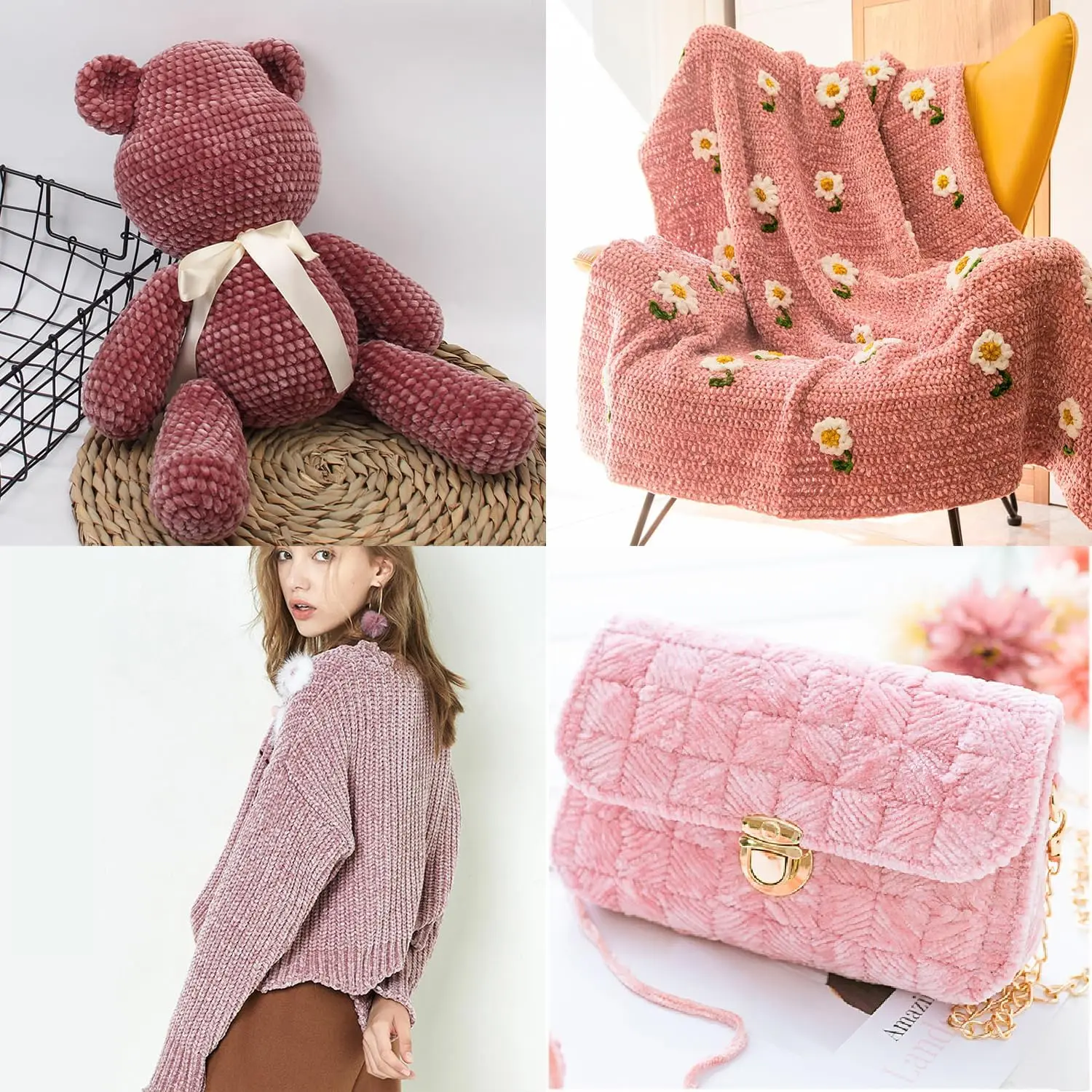 5PCS 100g/Roll Velvet Yarn Polyester Blended Cotton Chenille Crochet Knitting Yarn Soft Yarn Thread Thick Scarf DIY Hand-Knitted