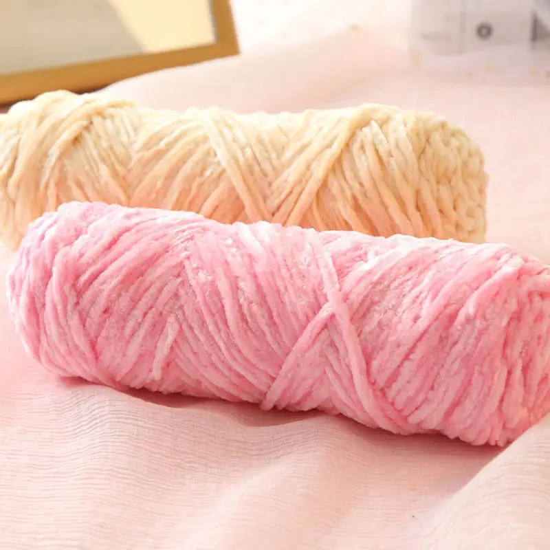 5PCS 100g/Roll Velvet Yarn Polyester Blended Cotton Chenille Crochet Knitting Yarn Soft Yarn Thread Thick Scarf DIY Hand-Knitted