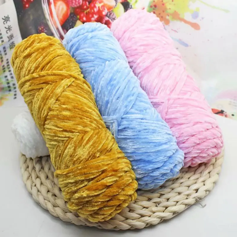 5PCS 100g/Roll Velvet Yarn Polyester Blended Cotton Chenille Crochet Knitting Yarn Soft Yarn Thread Thick Scarf DIY Hand-Knitted