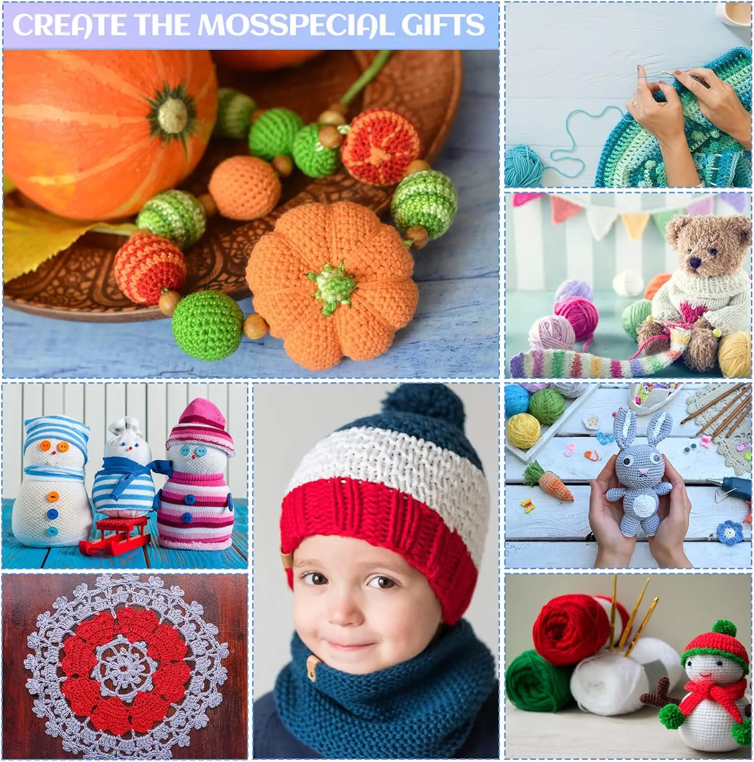 10PCS 500g Crochet Yarn Mixed  Cotton Yarn DIY 4-Strand Knitting Yarn Soft Baby Yarn For Crochet Craft Sweater Hat Dolls Gift