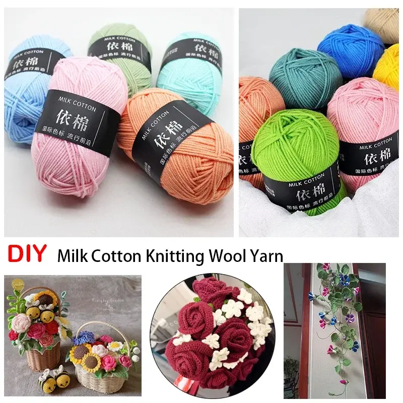 10PCS 500g Crochet Yarn Mixed  Cotton Yarn DIY 4-Strand Knitting Yarn Soft Baby Yarn For Crochet Craft Sweater Hat Dolls Gift