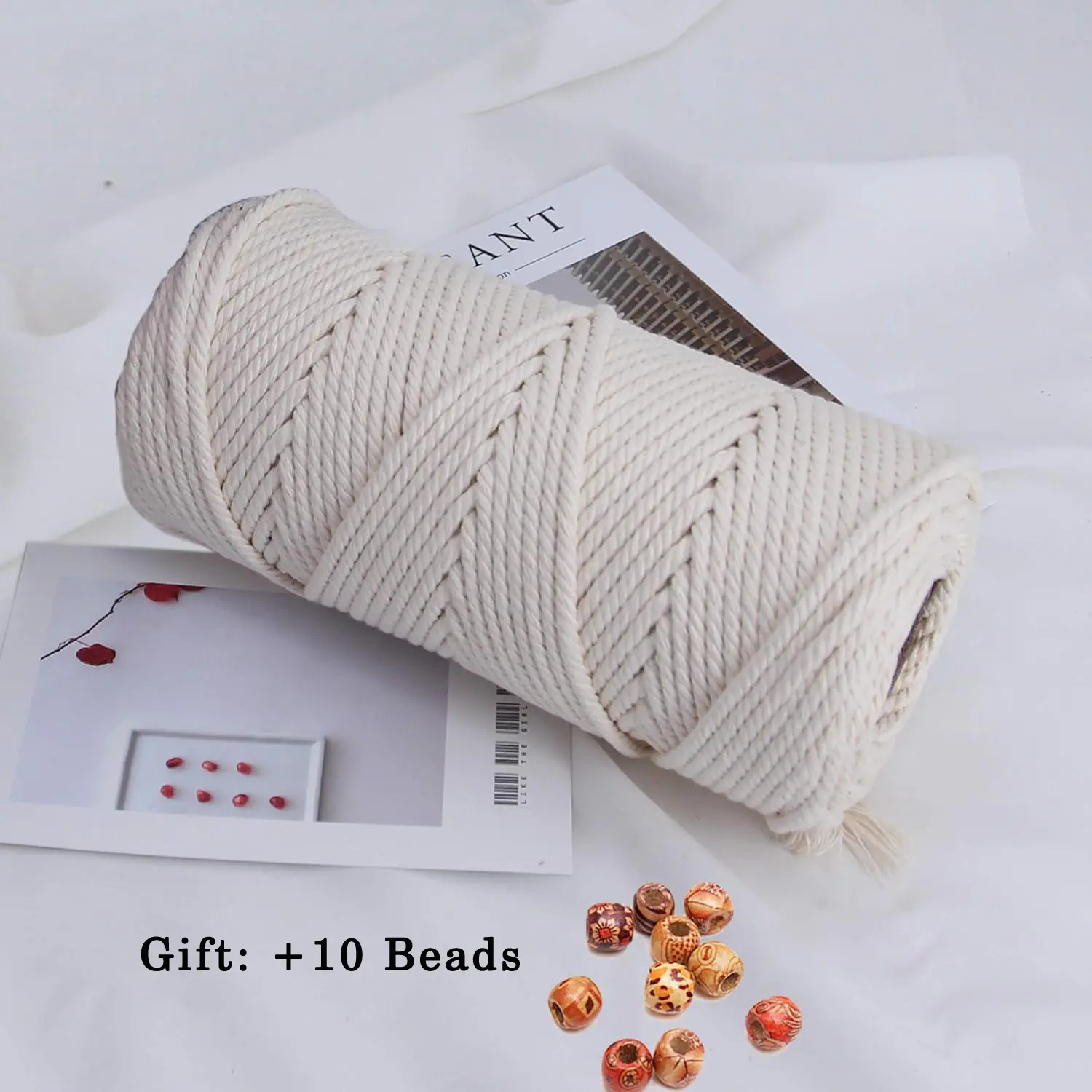 3mm Natural Cotton Macrame Rope Macrame Cotton Cord for Wall Hanging Plant Hangers Crafts Gift Wrapping and Wedding Decorations