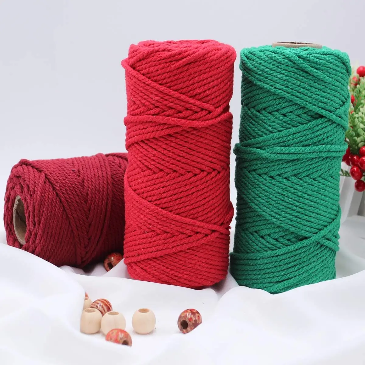 3mm Natural Cotton Macrame Rope Macrame Cotton Cord for Wall Hanging Plant Hangers Crafts Gift Wrapping and Wedding Decorations