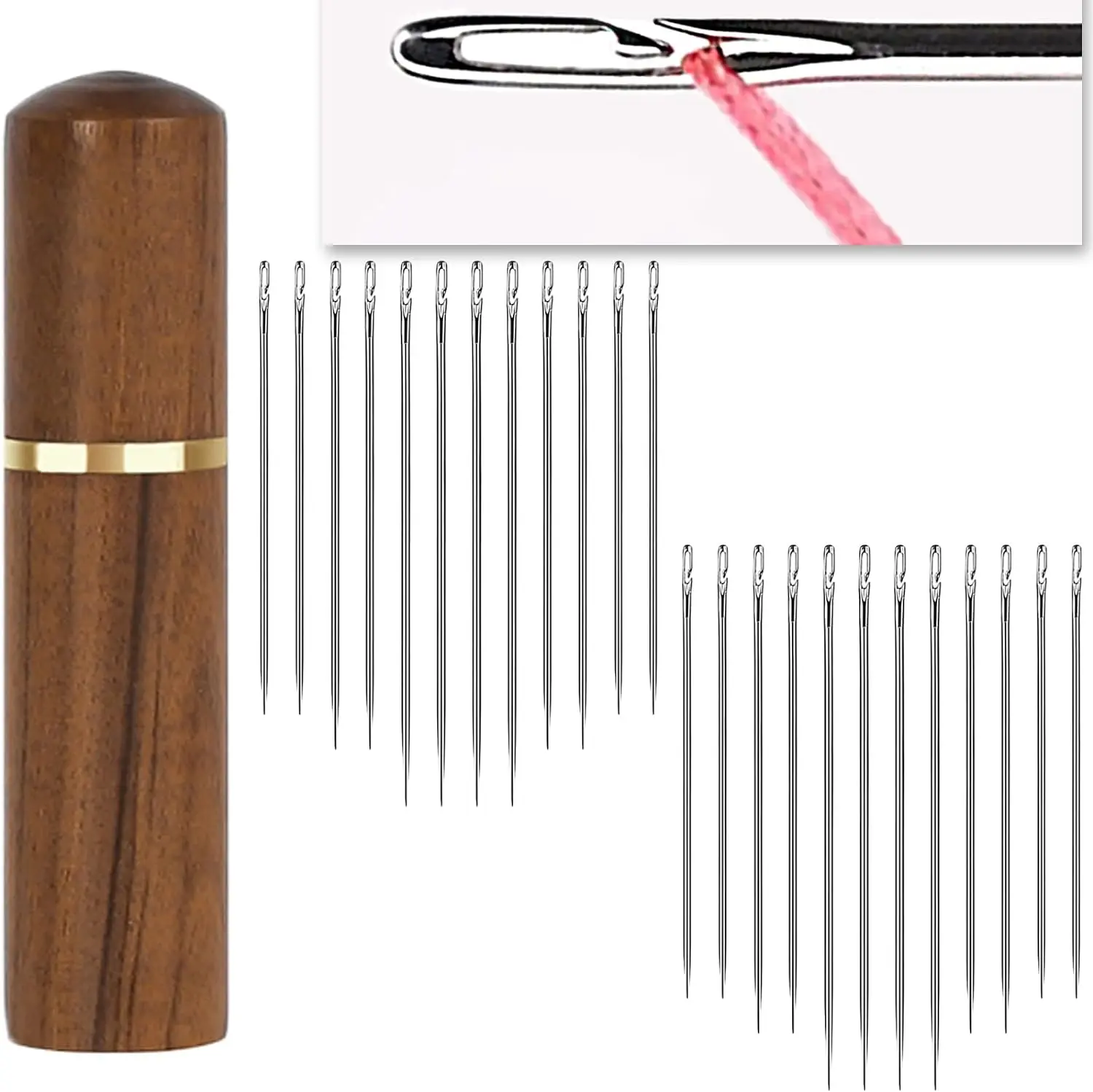 Blind Sewing Needle Elderly Stainless Steel Quick Automatic Self-Threading Needle Stitching Pins DIY Punch Needle Threader