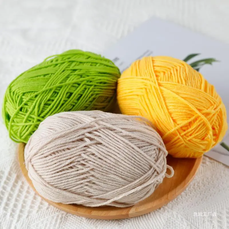 1pc Milk Cotton Knitting 4ply Cotton Yarn Wool Yarn Needlework Dyed Lanas For Crochet Craft Sweater Hat Dolls At Low Price