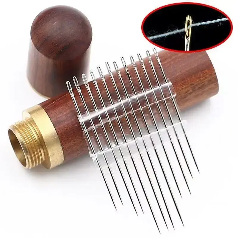 Blind Sewing Needle Elderly Stainless Steel Quick Automatic Self-Threading Needle Stitching Pins DIY Punch Needle Threader