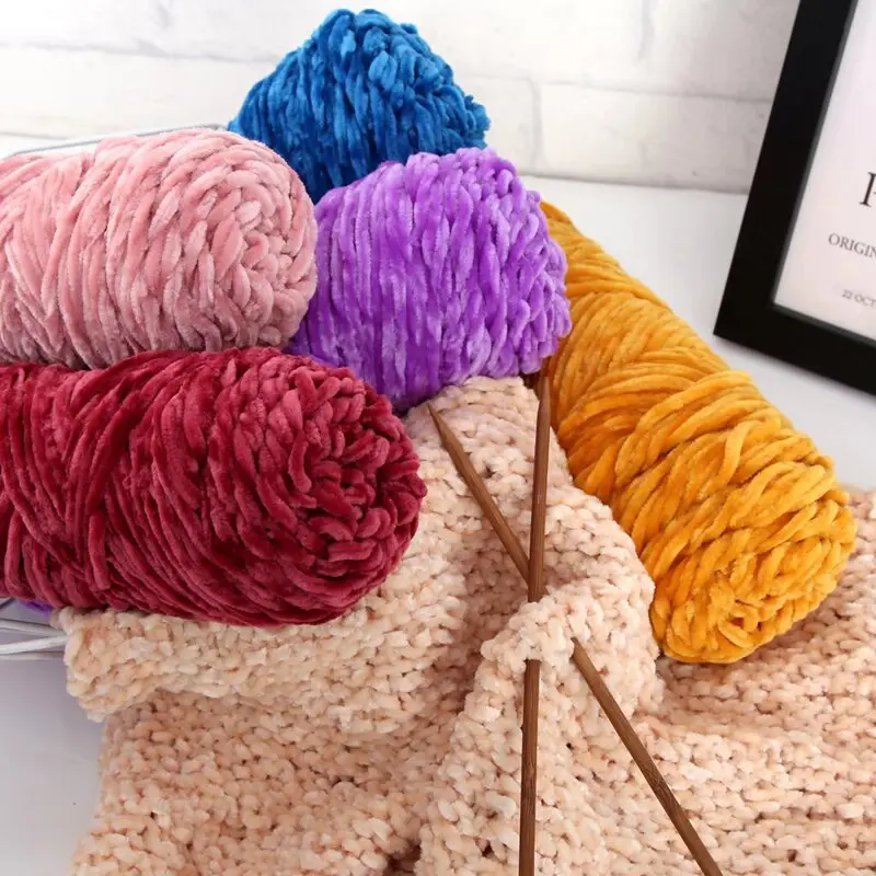 New Chenille Gold Velvet YarnSoft Warm Scarf Line Hand Woven Yarn Hand-knitted Crochet Thread Clothing Hat Sewing Accessories
