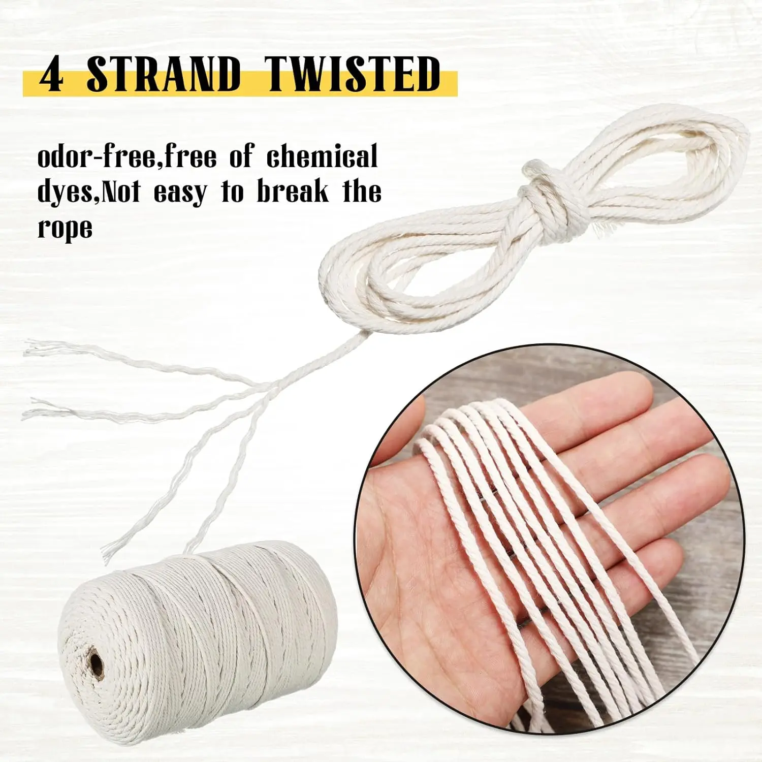Natural Macrame Cord 3mm-4mm 109/218Yards Macrame Rope Cotton Cord for Wall Hanging Crafts Plant Hanger Wedding Decor Knitting