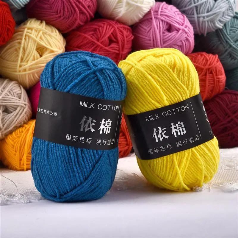 10PCS Milk Cotton Crochet Yarn 4ply Knitting Wool Needlework Dyed Lanas For Crochet Crafts Sweater Hat Dolls Scarf DIY Knitting