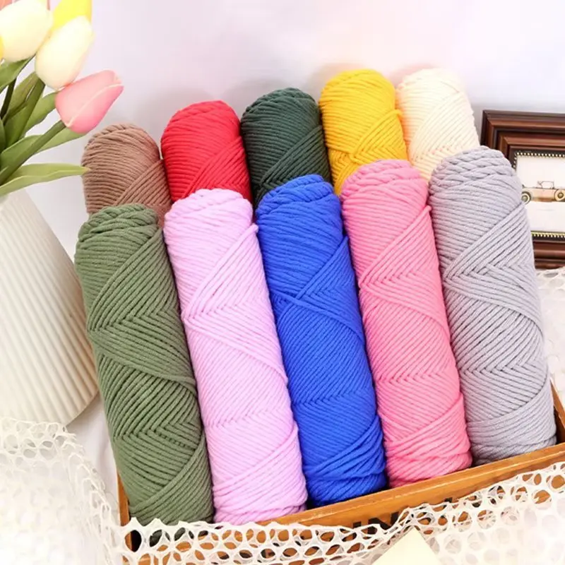 100g/Roll Milk Cotton Yarn Woolen Yarn Soft Pure Colour Lover Yarn 8 ply Knitting Wool Thread for Handmade DIY Scarf Hat Yarn