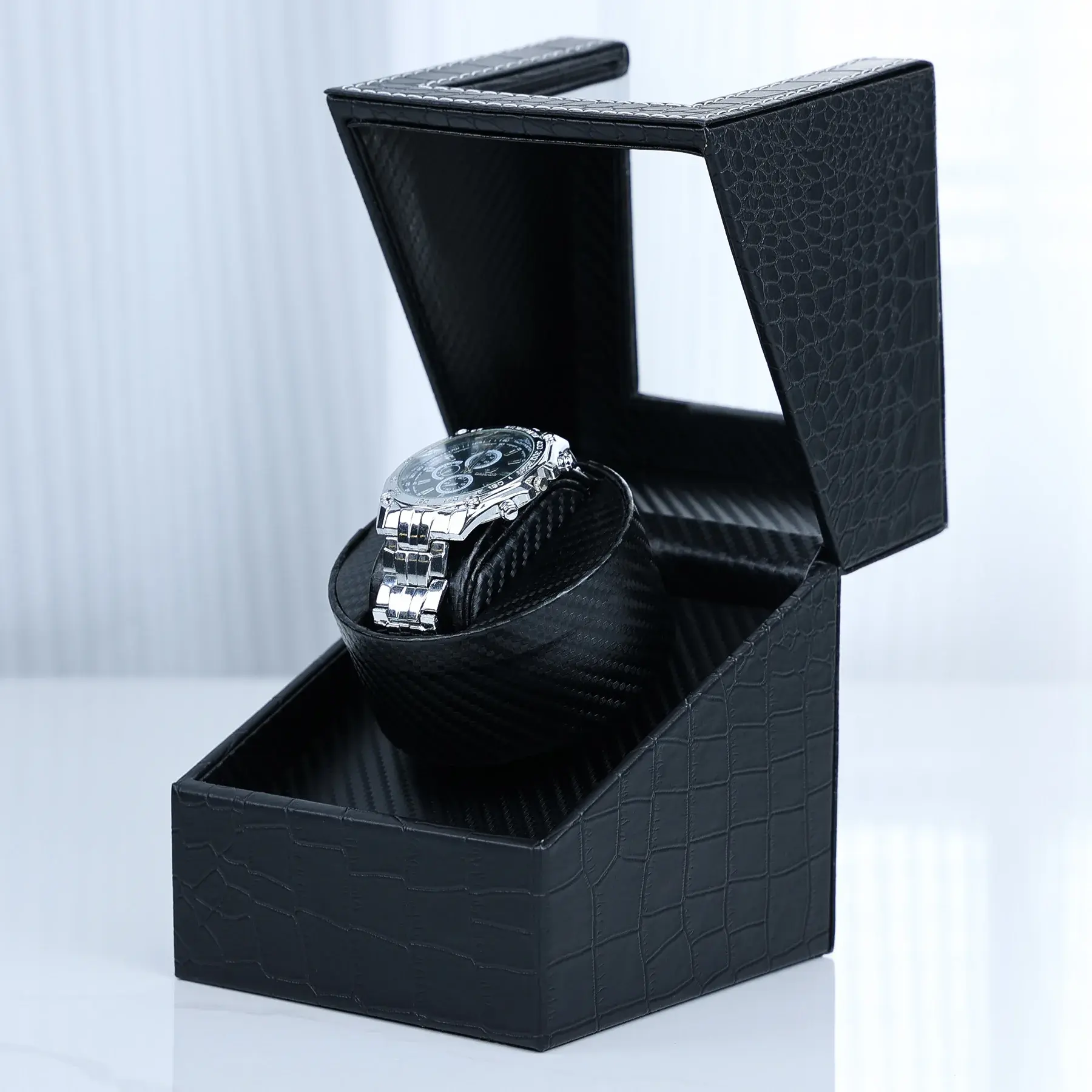 Delas Watch Winder Box Automatic Electric Motor Pu Leather Silent Anti-magnetic Mechanical Watch Shaker