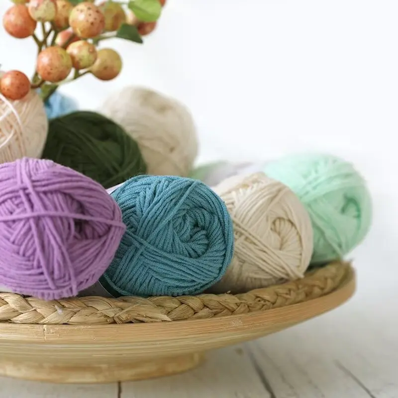 4 Strands of Milk Cotton Yarn Ball 4 Strands of Combed Cotton Yarn Soft and Non Pilling, Handmade DIY Cute Doll Yarn for Babies