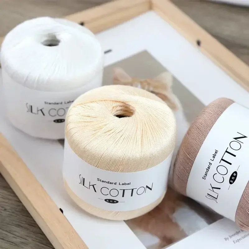 50g Silk Lace Cotton Milk Crochet Yarn Baby Hand-Knitted Warm Soft Knitting Thread for Hand Knitting Supplies Cross Stitch