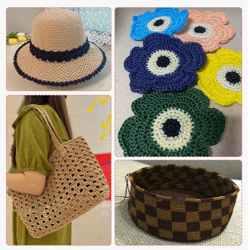 1pc 3mm Crocheting light weight Rope cool Hollow yarn to crochet Summer Sun Hat Hand Knitting thick threads bag hat Cushion