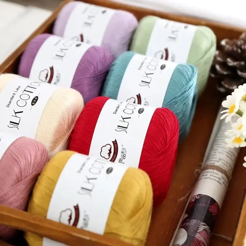 2PCS Silk Lace Cotton Milk Crochet Yarn Baby Hand-Knitted Warm Soft Knitting Thread for Hand Knitting Supplies Cross Stitch