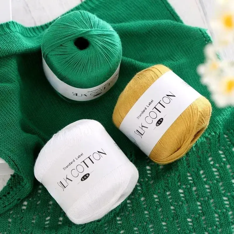 2PCS Silk Lace Cotton Milk Crochet Yarn Baby Hand-Knitted Warm Soft Knitting Thread for Hand Knitting Supplies Cross Stitch