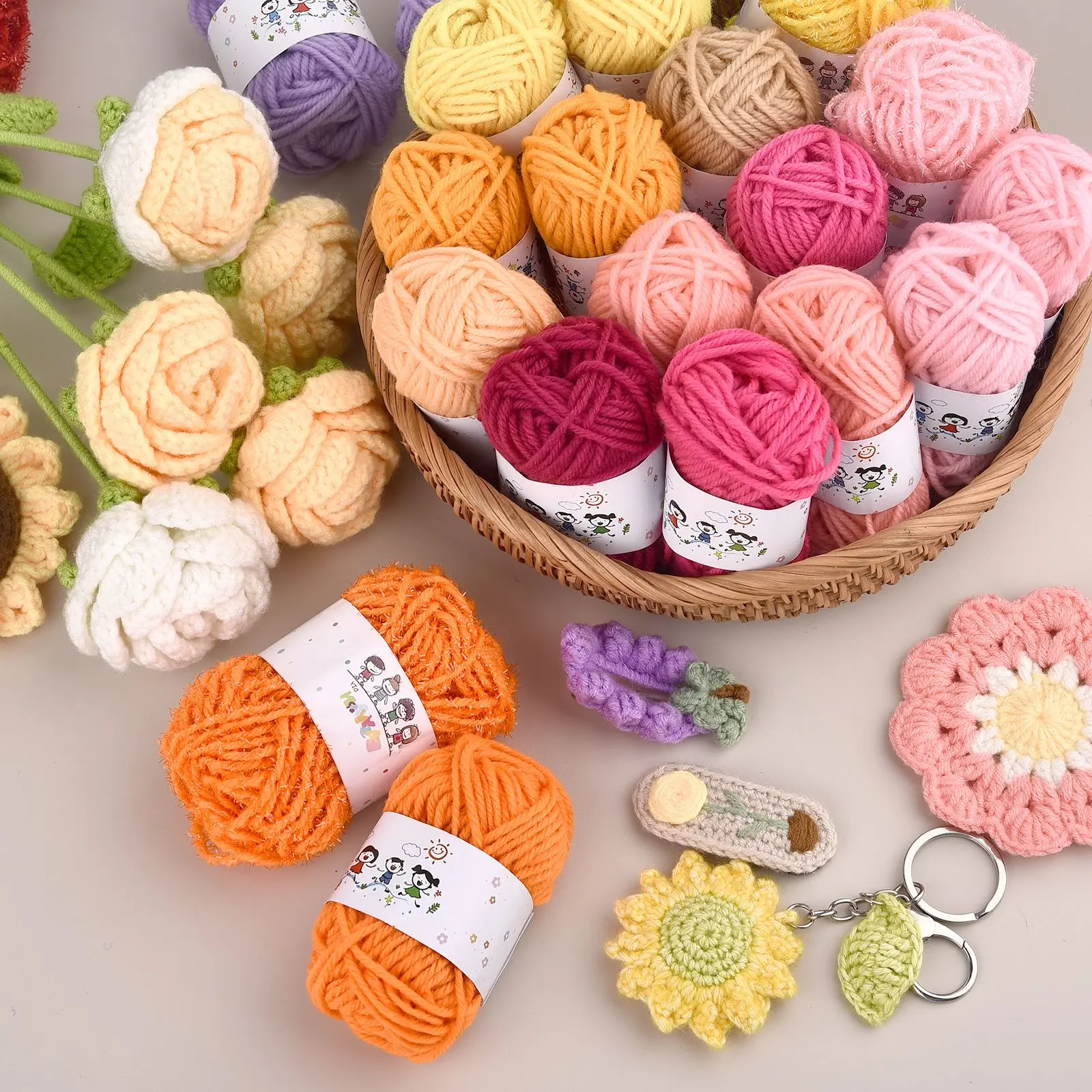 12colors/set DIY Knitting Crochet YarnNeedlework Sewing Hand Crafting Wool Line Scarf Hat Dolls Decoration Soft Sewing Supplies