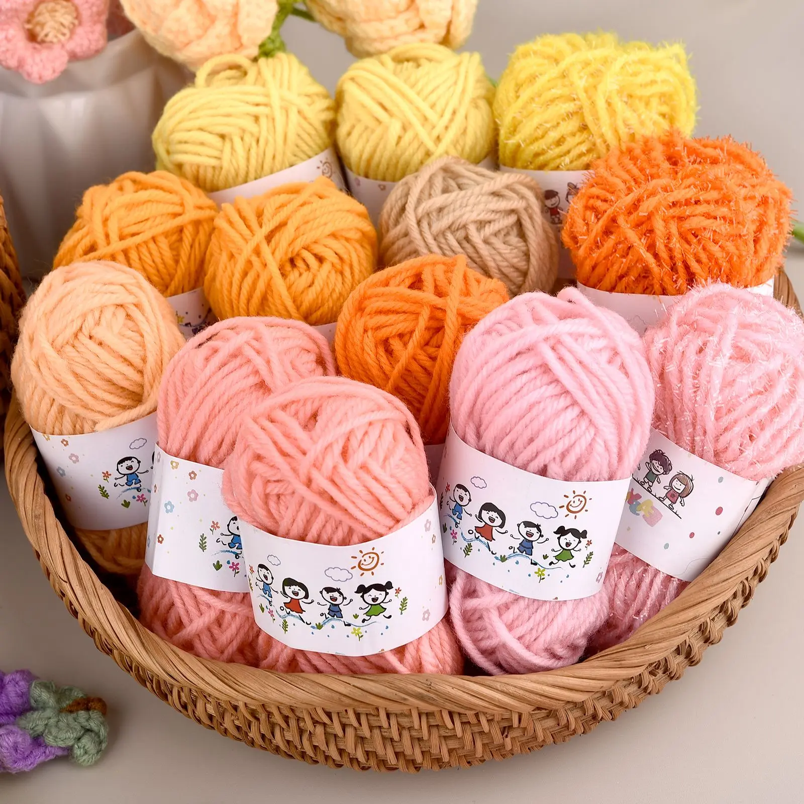 12colors/set DIY Knitting Crochet YarnNeedlework Sewing Hand Crafting Wool Line Scarf Hat Dolls Decoration Soft Sewing Supplies