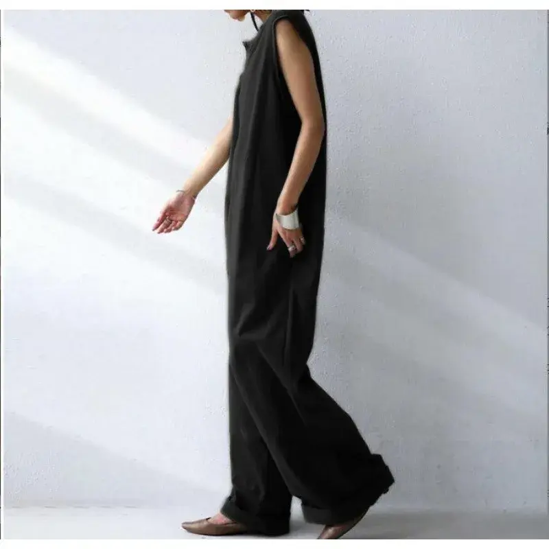 Elegant Solid Color Sleeveless Romper Pants for Women Summer Hot Sale Of The Season New Style Japanese Style Cross-Border Fashio