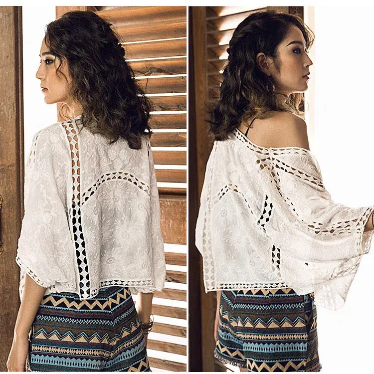 White Sun-Protective Cardigan Lace Top Jacket Women's Summer Thin Style Tank Dress Small Outer Pashmina Cropped Beachwear