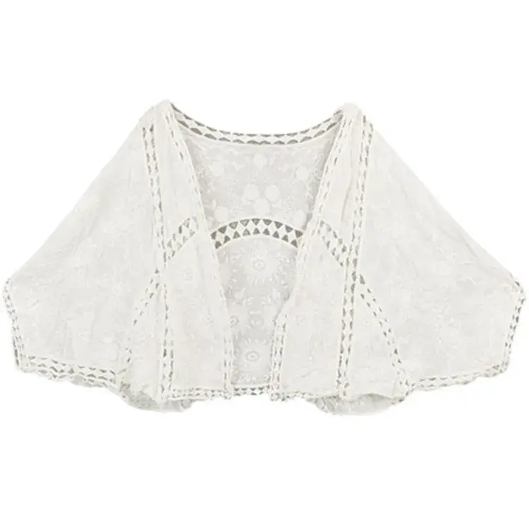 White Sun-Protective Cardigan Lace Top Jacket Women's Summer Thin Style Tank Dress Small Outer Pashmina Cropped Beachwear