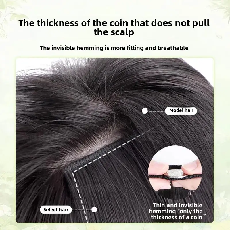 Women's Thin Breathable Wig Piece High Layer Big Curl Artificial Hair Extension Piece Seamless Natural Looking Fiber Hair