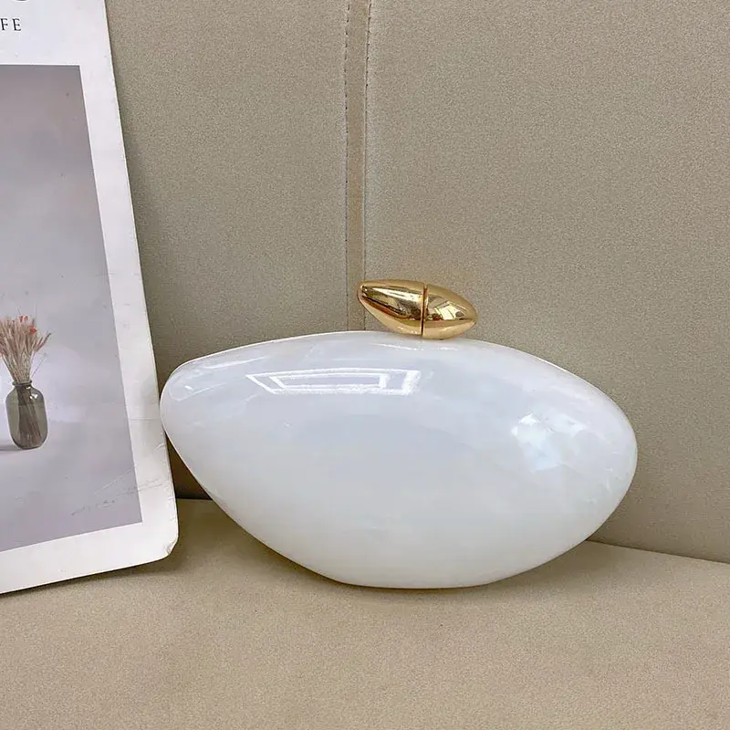 ElegantUnique Goose Egg Marble Acrylic Clutch Bag FashionableSimple Handheld Crossbody Evening Banquet Bag