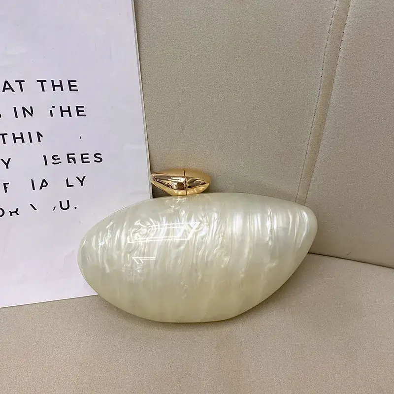 ElegantUnique Goose Egg Marble Acrylic Clutch Bag FashionableSimple Handheld Crossbody Evening Banquet Bag