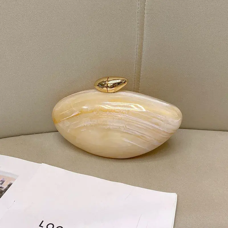 ElegantUnique Goose Egg Marble Acrylic Clutch Bag FashionableSimple Handheld Crossbody Evening Banquet Bag