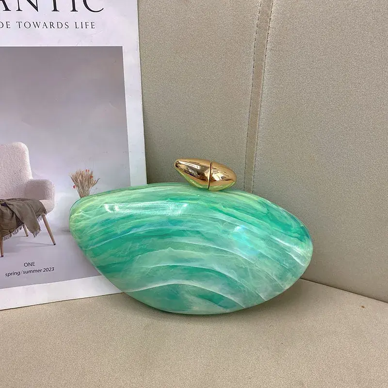 ElegantUnique Goose Egg Marble Acrylic Clutch Bag FashionableSimple Handheld Crossbody Evening Banquet Bag
