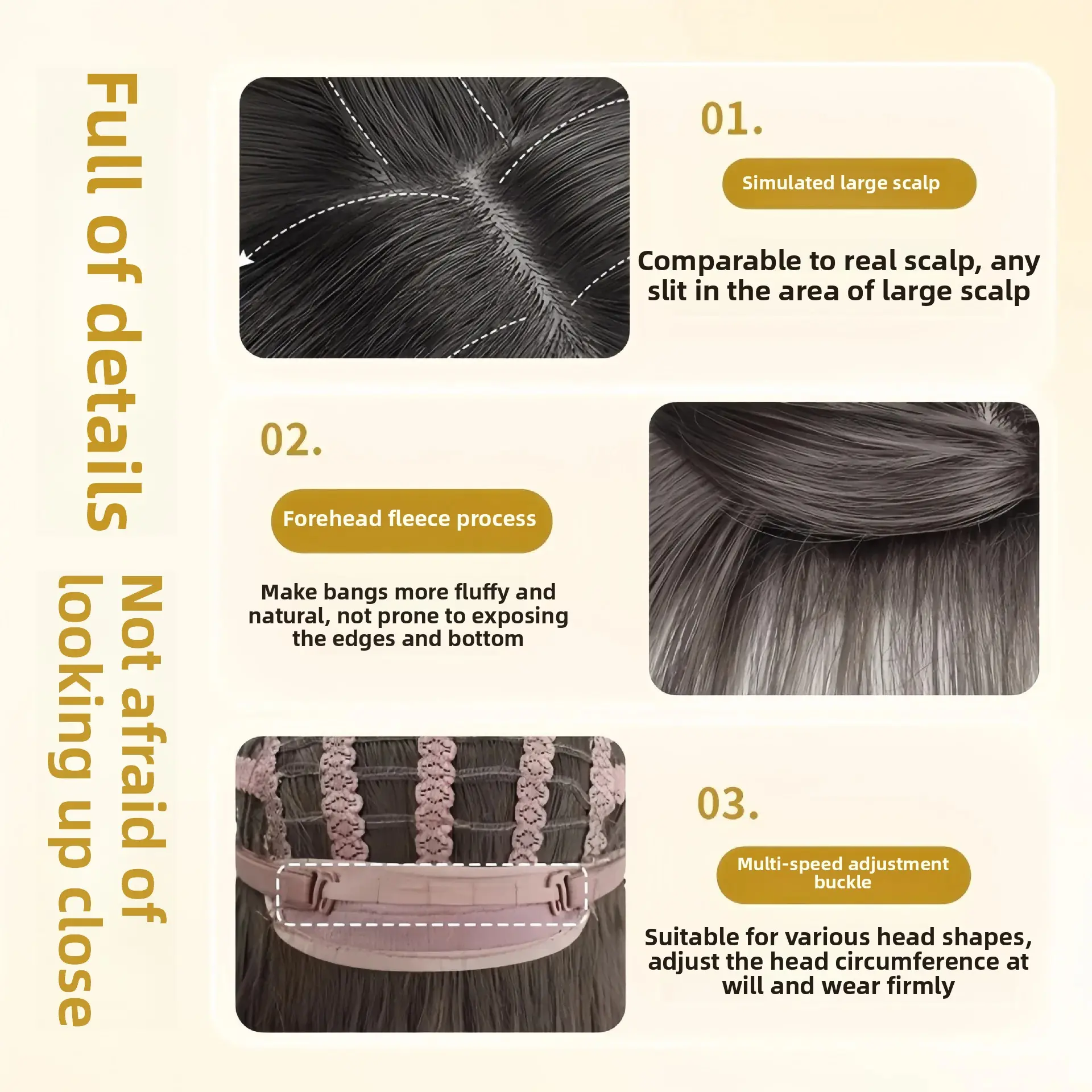 Princess Cut Wig Full Head Cover Natural Looking Synthetic Human Hair New Style Japanese Girl Hair Medium Length Micro Curl Wig