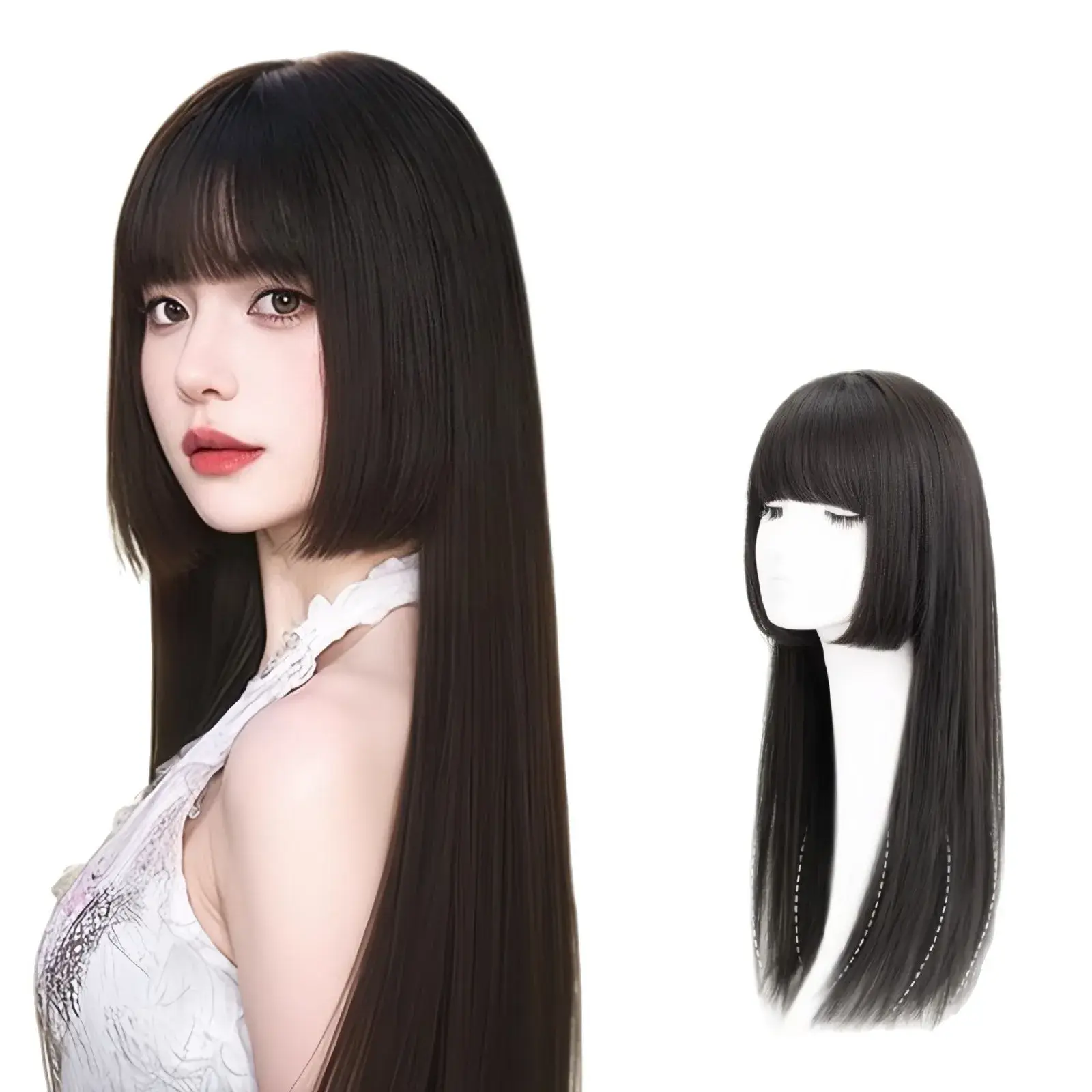 Princess Cut Wig Full Head Cover Natural Looking Synthetic Human Hair New Style Japanese Girl Hair Medium Length Micro Curl Wig