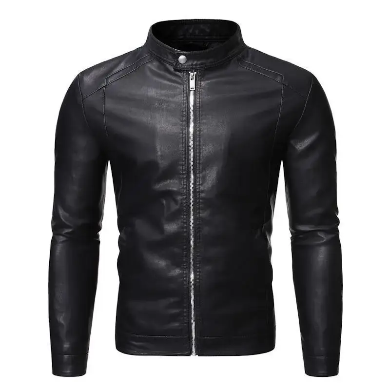 Fleece-Lined Thin Men's Leather Jacket New Style Casual Clothing From China Autumn Winter Motorcycle Jacket Men's Wear