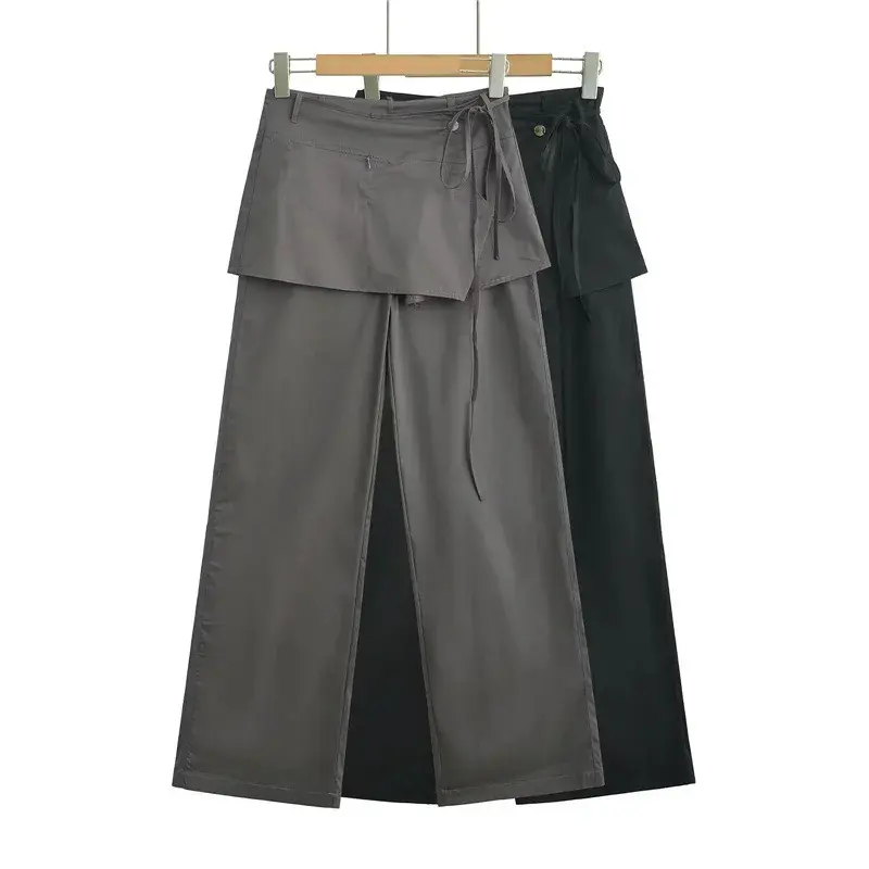 Low-Waist Fake Two-Piece Straight Leg Workwear Pants for Women Casual Loose Slimming Autumn New Style Layered Wear Hot Girl