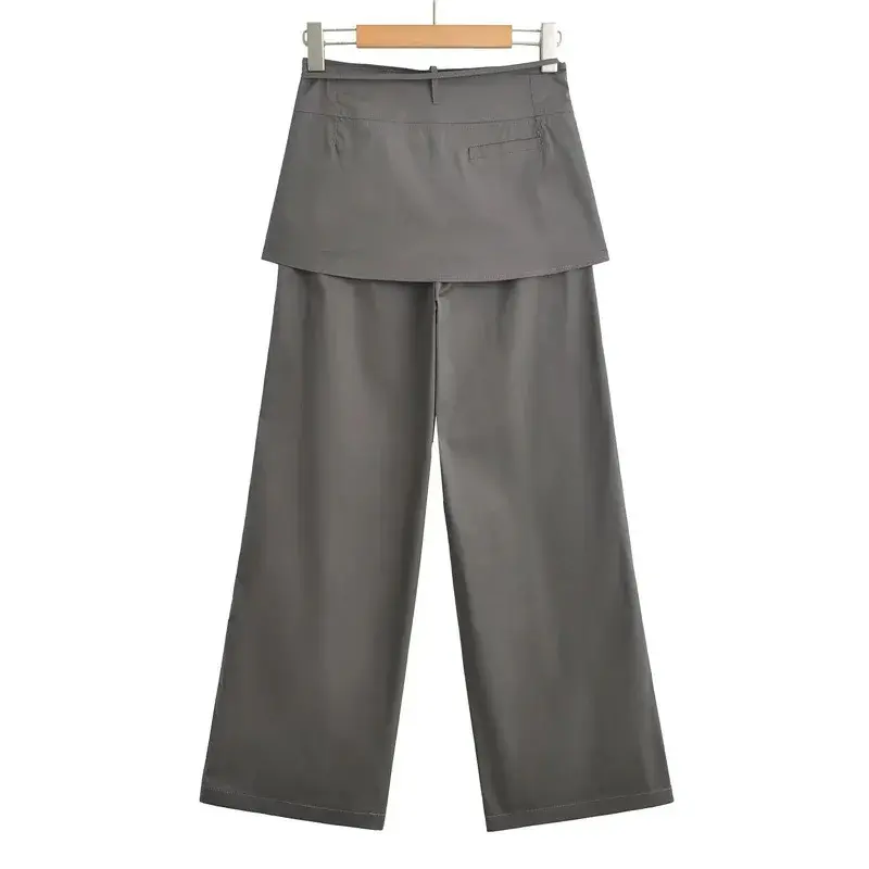 Low-Waist Fake Two-Piece Straight Leg Workwear Pants for Women Casual Loose Slimming Autumn New Style Layered Wear Hot Girl