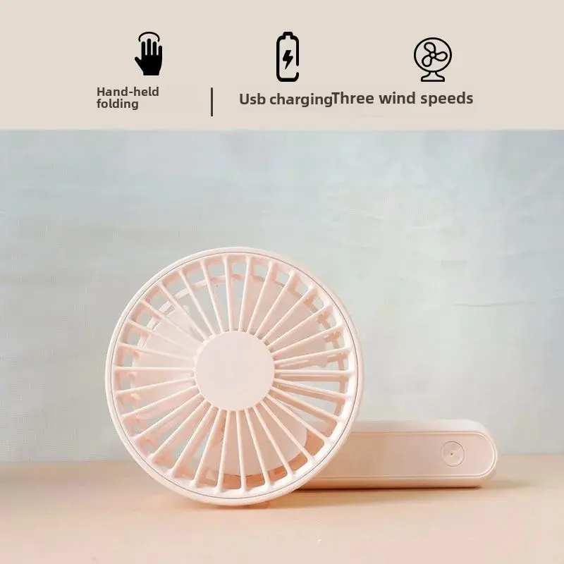 Portable Folding Usb Desktop Handheld Mini Fan High Wind Power Electric Fan For Dormitory Strong Wind Force Compact Design
