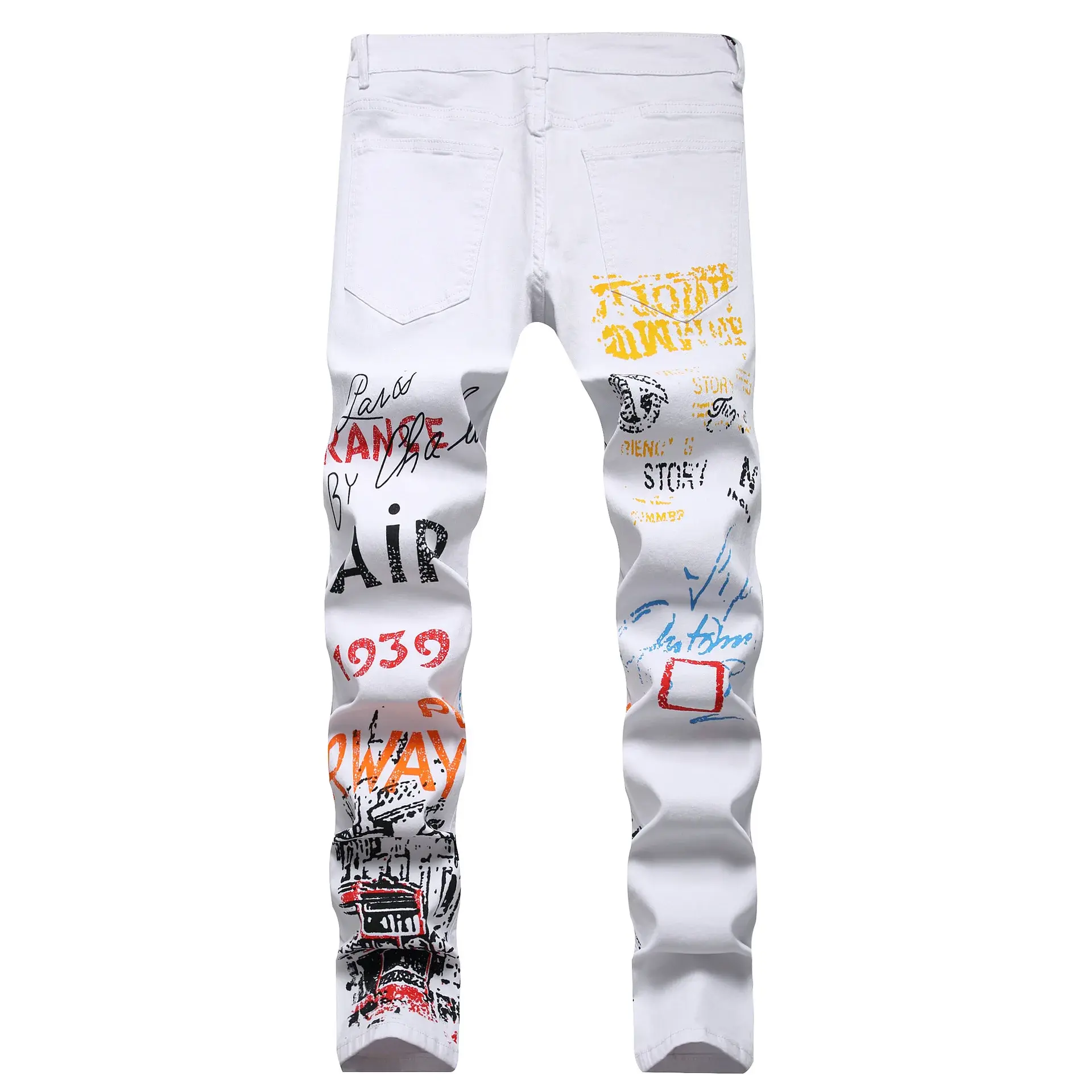 Trendy Brand Men's Jeans Black White Stretch Slim Fit European Style Casual Pants New Summer Arrival Small Size Trousers For Men