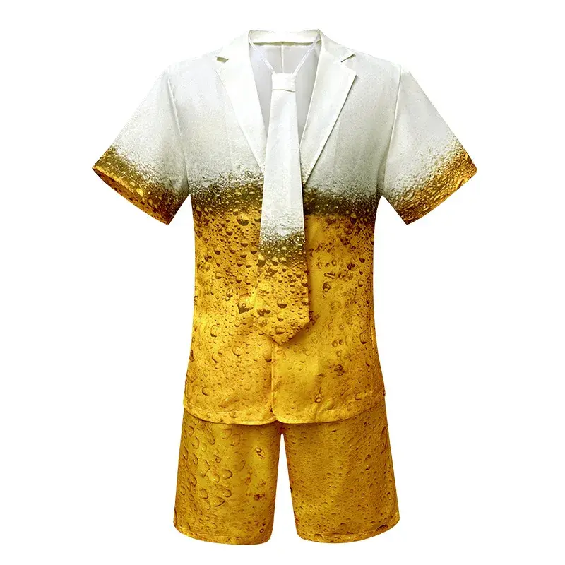 2024 New Style Yellow Gradient Long Sleeve Beer Dresscos Men's Western-Style Clothes Shorts