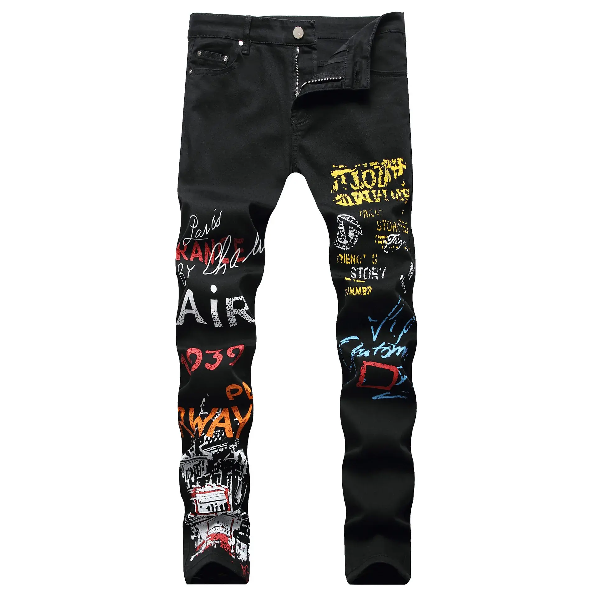 Trendy Brand Men's Jeans Black White Stretch Slim Fit European Style Casual Pants New Summer Arrival Small Size Trousers For Men