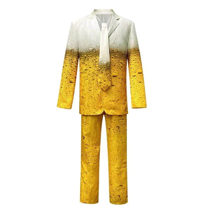 2024 New Style Yellow Gradient Long Sleeve Beer Dresscos Men's Western-Style Clothes Shorts