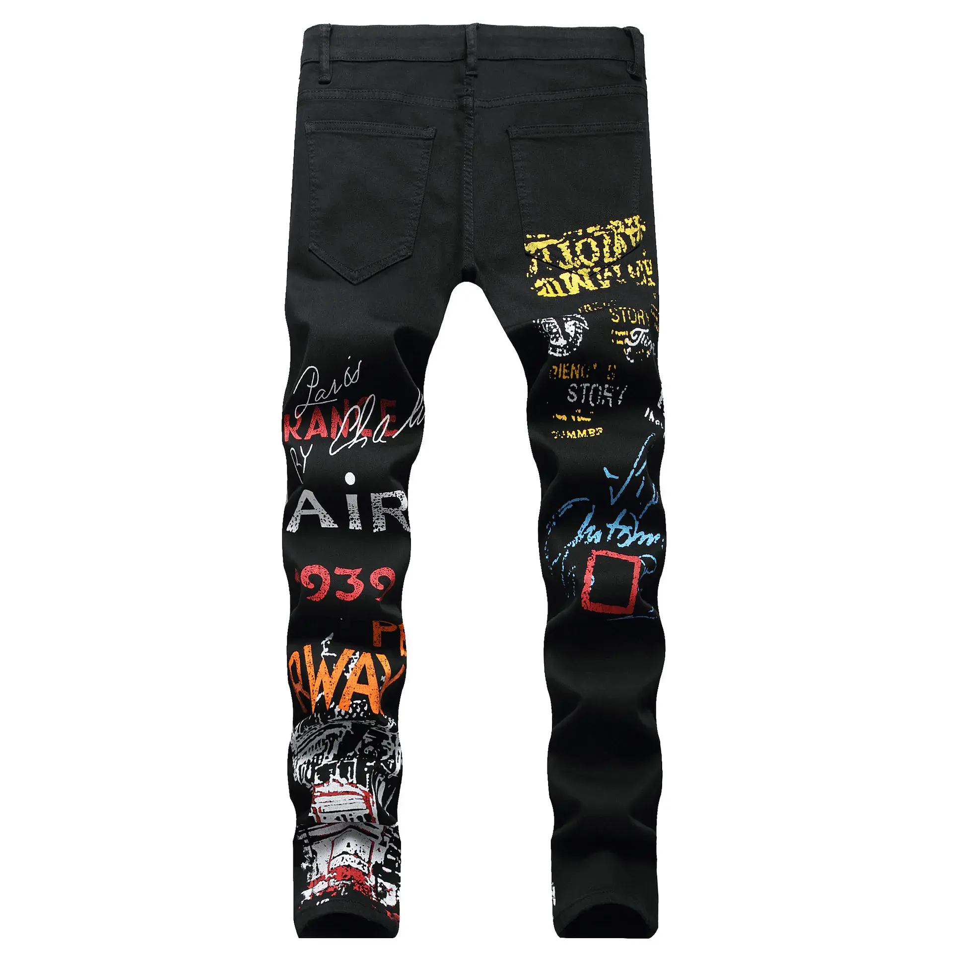 Trendy Brand Men's Jeans Black White Stretch Slim Fit European Style Casual Pants New Summer Arrival Small Size Trousers For Men