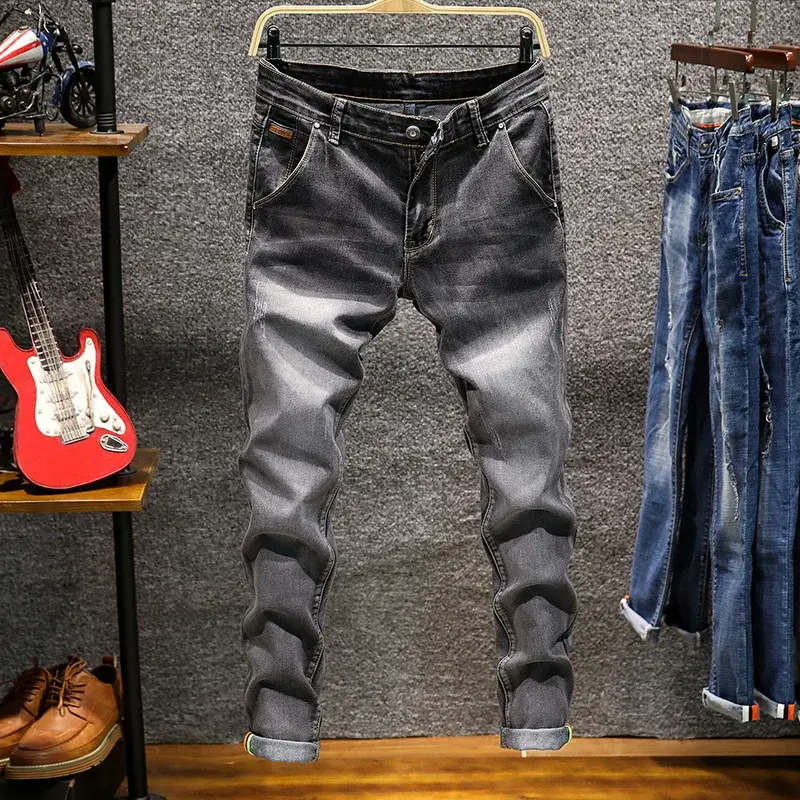 Fashionable Trendy Men's Long Jeans Slim Fit Colorful Denim Pants Four Seasons Style Casual Apparel From China