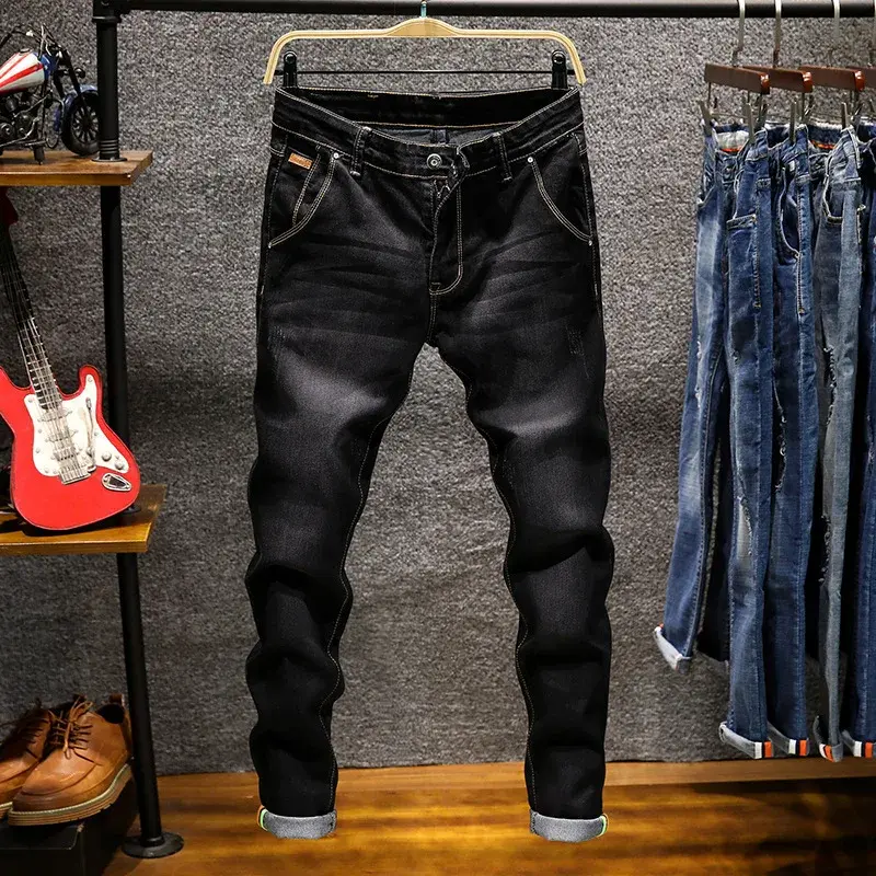Fashionable Trendy Men's Long Jeans Slim Fit Colorful Denim Pants Four Seasons Style Casual Apparel From China