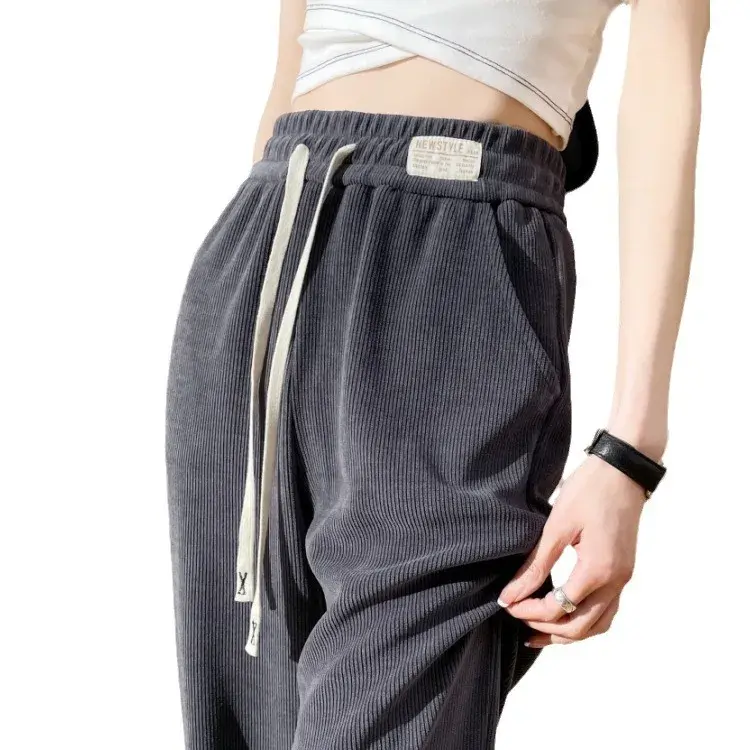Spring Hot Sale Of The Season Women's Wide Leg Pants Drapey Corduroy Fleece Lined Straight Cut Slimming Versatile Tencel Narrow