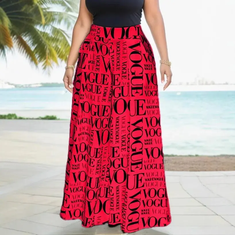 Summer Autumn New Letter Print Casual Wide Leg Pants Big Cuff Women's Long Trousers Nine Points Seven Points Five Points