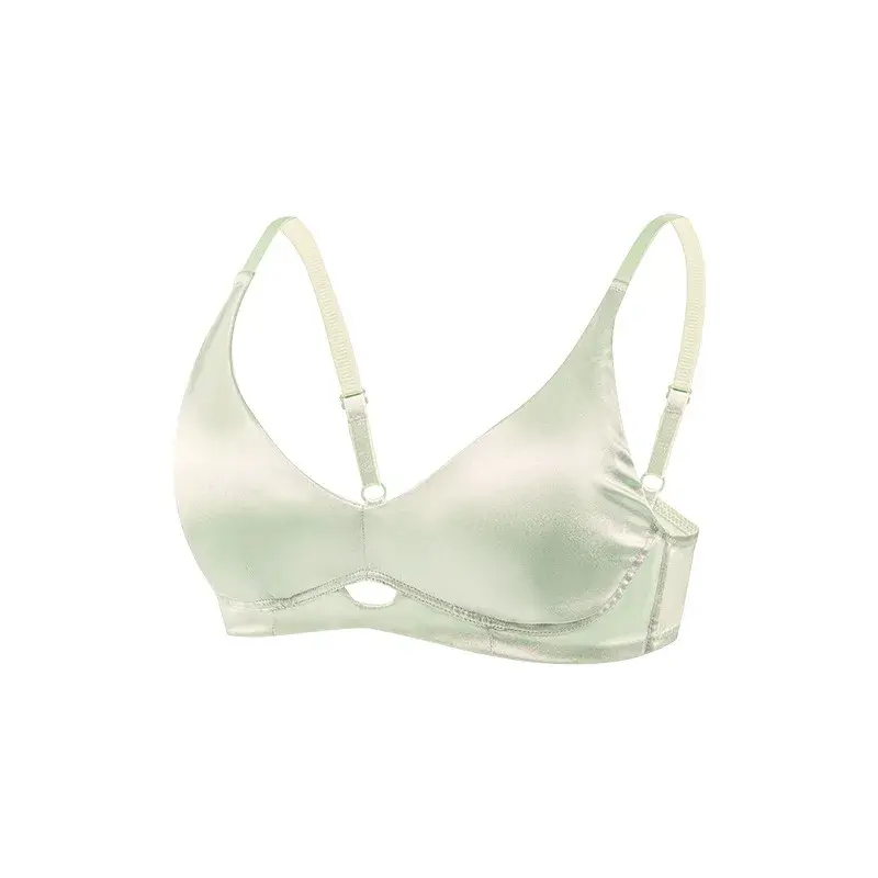Tangge Silk Wireless Bra 19 Momme Double-Sided Satin Mulberry Silk Thin Heart-Shaped Gathered Bra Soft Comfortable Underwear